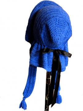 Country Blue Marion Crocheted Wool Hood